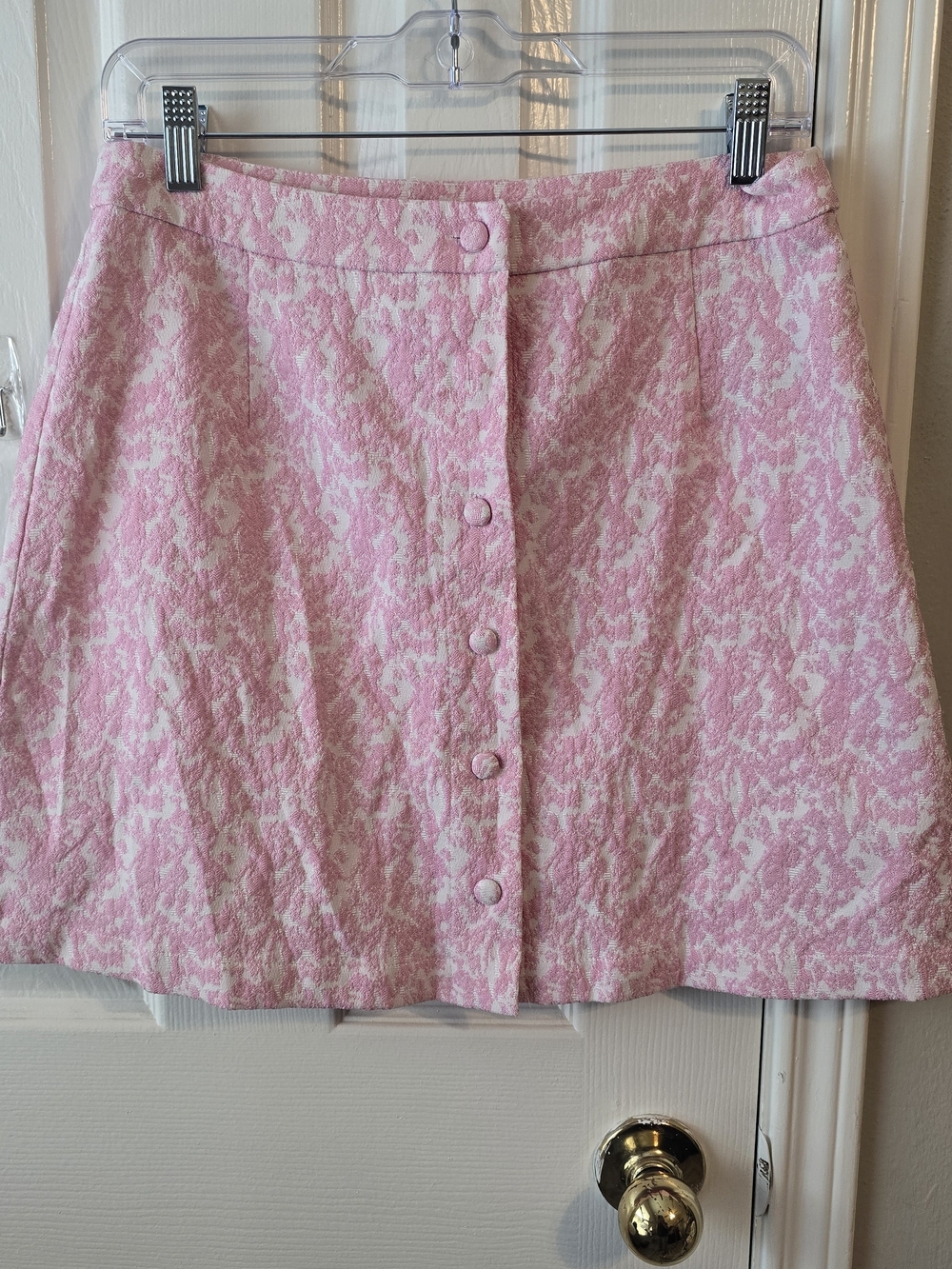 Selected Femme Elea Pink Button-Front Mini Skirt